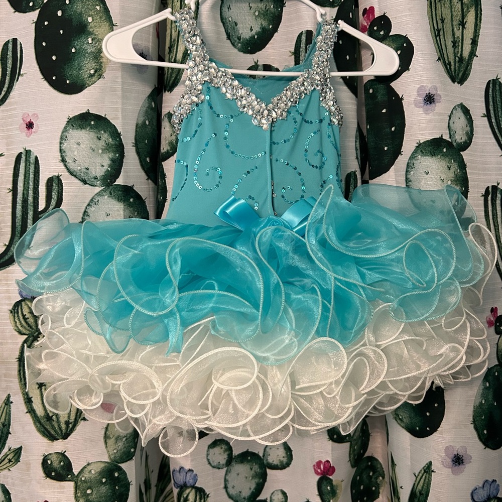 Turquoise and White Pageant Cupcake Dress